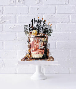 Cursive "Happy Birthday" Shiny Cake Topper