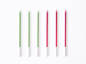 Slim Tall Green and Red Birthday Candles